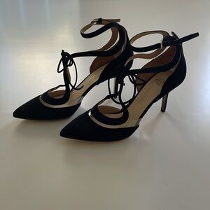 FRANCESCO RUSSO Black Suede Plexi Pumps. IT 39.
